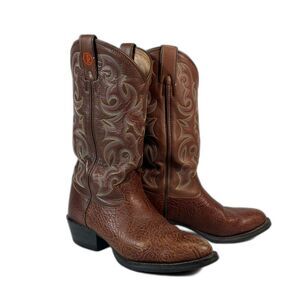 Tony Lama Mens Brown Western Leather Boots Size 8 1/2D RR4005 Rubber Sole Cowboy